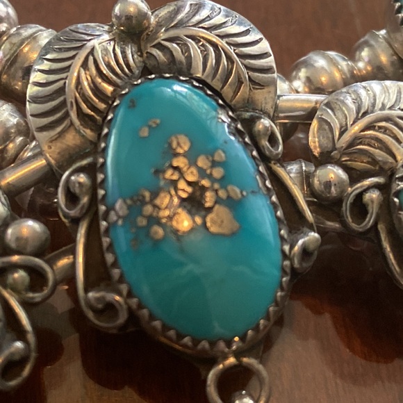 Turquoise, squash blossom necklace - Picture 3 of 11